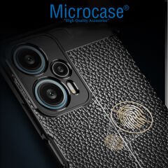 Microcase Xiaomi Redmi Note 12T Pro / Note 11T Pro Leather Serisi Deri Efekt Silikon Kılıf - Siyah AL3337