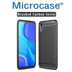 Microcase Xiaomi Redmi 9A Sport Brushed Carbon Fiber Silikon Kılıf - Siyah