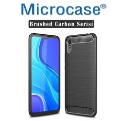 Microcase Xiaomi Redmi 9A Sport Brushed Carbon Fiber Silikon Kılıf - Siyah