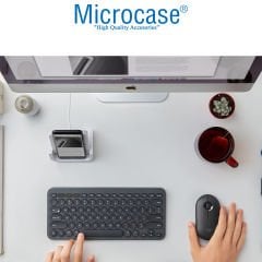 Microcase Tablet Telefon Bilgisayar için Yuvarlak Tuşlu Bluetooth Kablosuz Klavye Android iOS Windows Uyumlu - AL3048 Siyah