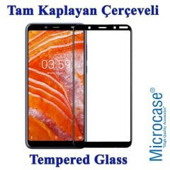 Microcase Nokia 3.1 Plus Tam Kaplayan Çerçeveli Tempered Cam