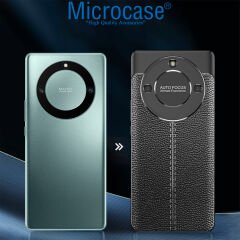 Microcase Honor X9a 5G Leather Serisi Deri Efekt Silikon Kılıf - Siyah AL3337