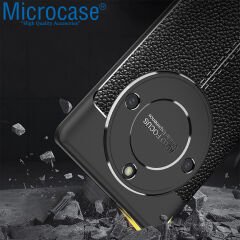 Microcase Honor X9a 5G Leather Serisi Deri Efekt Silikon Kılıf - Siyah AL3337