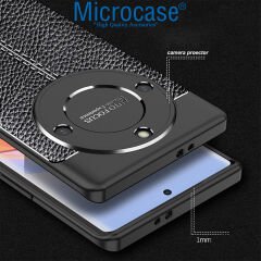 Microcase Honor X9a 5G Leather Serisi Deri Efekt Silikon Kılıf - Siyah AL3337