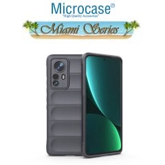 Microcase Xiaomi Mi 12 Miami Serisi Darbeye Dayanıklı Silikon Kılıf - Koyu Gri