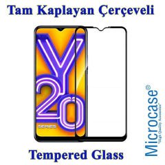 Microcase Vivo Y20 Tam Kaplayan Çerçeveli Tempered Ekran Koruyucu - SİYAH