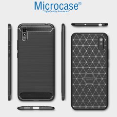 Microcase Xiaomi Redmi 9i Sport Brushed Carbon Fiber Silikon Kılıf - Siyah
