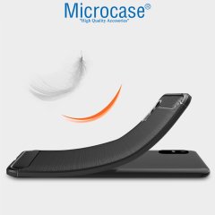 Microcase Xiaomi Redmi 9i Sport Brushed Carbon Fiber Silikon Kılıf - Siyah