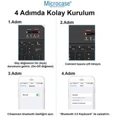 Microcase iPad Air 4 10.9 2020 Uyumlu Tablet Çanta+Türkçe Bluetooth Klavye +Mouse+ Standı - Mavi AL4384