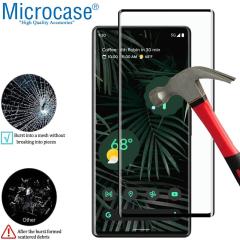 Microcase Google Pixel 6 Pro 3D Curved Tam Kaplayan Kavisli Tempered Cam