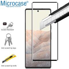 Microcase Google Pixel 6 Pro 3D Curved Tam Kaplayan Kavisli Tempered Cam