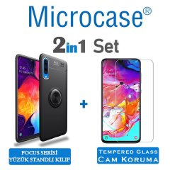 Samsung Galaxy A70 Focus Seri Yüzük Standlı Kılıf + CAM