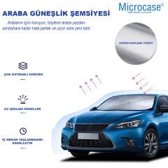 Microcase Oto Katlanabilir Güneşlik Şemsiye Ön Cam Gölgelik 125x75cm Özel Esnek Saplı Güneş Koruyucu AL4521