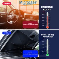 Microcase Oto Katlanabilir Güneşlik Şemsiye Ön Cam Gölgelik 125x75cm Özel Esnek Saplı Güneş Koruyucu AL4521