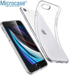 Microcase iPhone SE 2020 0.2 mm Ultra İnce Soft Silikon Kılıf - Şeffaf + Tempered Glass Cam Koruma