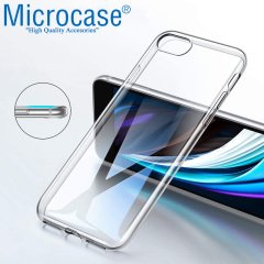 Microcase iPhone SE 2020 0.2 mm Ultra İnce Soft Silikon Kılıf - Şeffaf + Tempered Glass Cam Koruma
