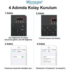 Microcase Samsung Galaxy Tab S6 Lite SM-P610 P610 10.4 inch Uyumlu Tablet Çanta+Türkçe Bluetooth Klavye +Mouse+ Standı-Mavi AL4384