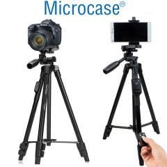 Microcase 3388 Bluetooth Kumandalı Kamera DSLR Telefon Tutuculu Tripod 146cm  - AL4645