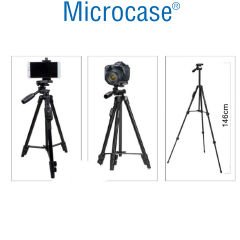 Microcase 3388 Bluetooth Kumandalı Kamera DSLR Telefon Tutuculu Tripod 146cm  - AL4645