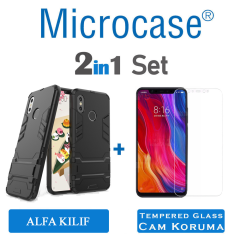 Microcase Xiaomi Mi 8 Alfa Serisi Armor Standlı Kılıf+CAM
