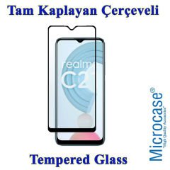 Microcase Samsung Galaxy C21 Tam Kaplayan Çerçeveli Tempered Ekran Koruyucu - SİYAH