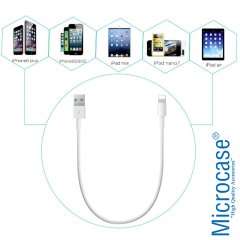 Microcase Apple iPhone Lightning Kısa Şarj-Data Kablosu - Beyaz