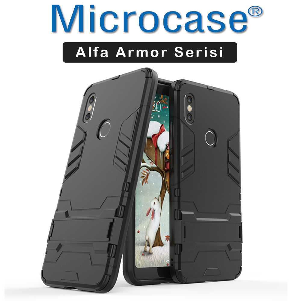 Microcase Xiaomi Redmi S2 Alfa Serisi Armor Standlı Kılıf+CAM