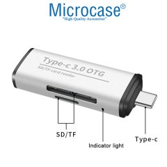 Microcase USB 3.0 Type C Kart Okuyucu 3in1 USB OTG SD TF MicroSD Kart Okuyucu - Model ADS103