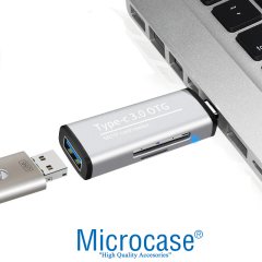 Microcase USB 3.0 Type C Kart Okuyucu 3in1 USB OTG SD TF MicroSD Kart Okuyucu - Model ADS103