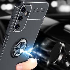 Microcase Samsung Galaxy A34 Focus Serisi Yüzük Standlı Silikon Kılıf - Siyah AL3363