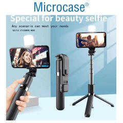 Microcase N09S Telefonlar için Işıklı Kablosuz Bluetooth Selfie Çubuğu 90 cm - AL4641