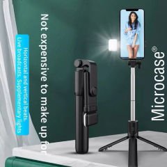 Microcase N09S Telefonlar için Işıklı Kablosuz Bluetooth Selfie Çubuğu 90 cm - AL4641