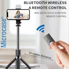 Microcase N09S Telefonlar için Işıklı Kablosuz Bluetooth Selfie Çubuğu 90 cm - AL4641