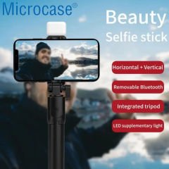 Microcase N09S Telefonlar için Işıklı Kablosuz Bluetooth Selfie Çubuğu 90 cm - AL4641
