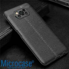 Microcase Xiaomi Poco X3 NFC Leather Serisi Deri Desen Silikon Kılıf