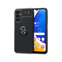Microcase Samsung Galaxy A14 4G Focus Serisi Yüzük Standlı Silikon Kılıf - Siyah AL3363
