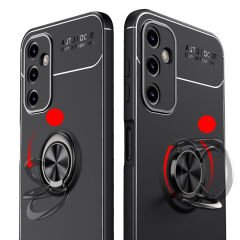 Microcase Samsung Galaxy A14 4G Focus Serisi Yüzük Standlı Silikon Kılıf - Siyah AL3363