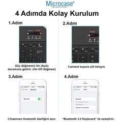 Microcase Samsung Tab A7 Lite 2021 8.7 Inch T220 T225 Uyumlu Tablet Çanta+Türkçe Bluetooth Klavye +Mouse+ Standı -Mavi AL4384