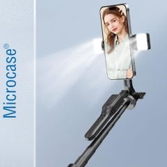 Microcase K28 Telefonlar için Çift Işıklı Kablosuz Bluetooth Selfie Çubuğu Tripod 170 cm - AL4638