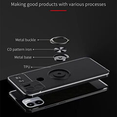Microcase Xiaomi Poco C50/Redmi A1 Plus Focus Serisi Yüzük Standlı Silikon Kılıf - Siyah AL3363