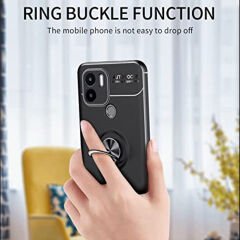 Microcase Xiaomi Poco C50/Redmi A1 Plus Focus Serisi Yüzük Standlı Silikon Kılıf - Siyah AL3363