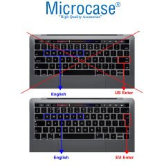 Microcase Macbook Pro 14.2 A2442 / Macbook Pro 16.2 A2485 Silikon Klavye Koruması EU/Türkçe Şeffaf - AL3193