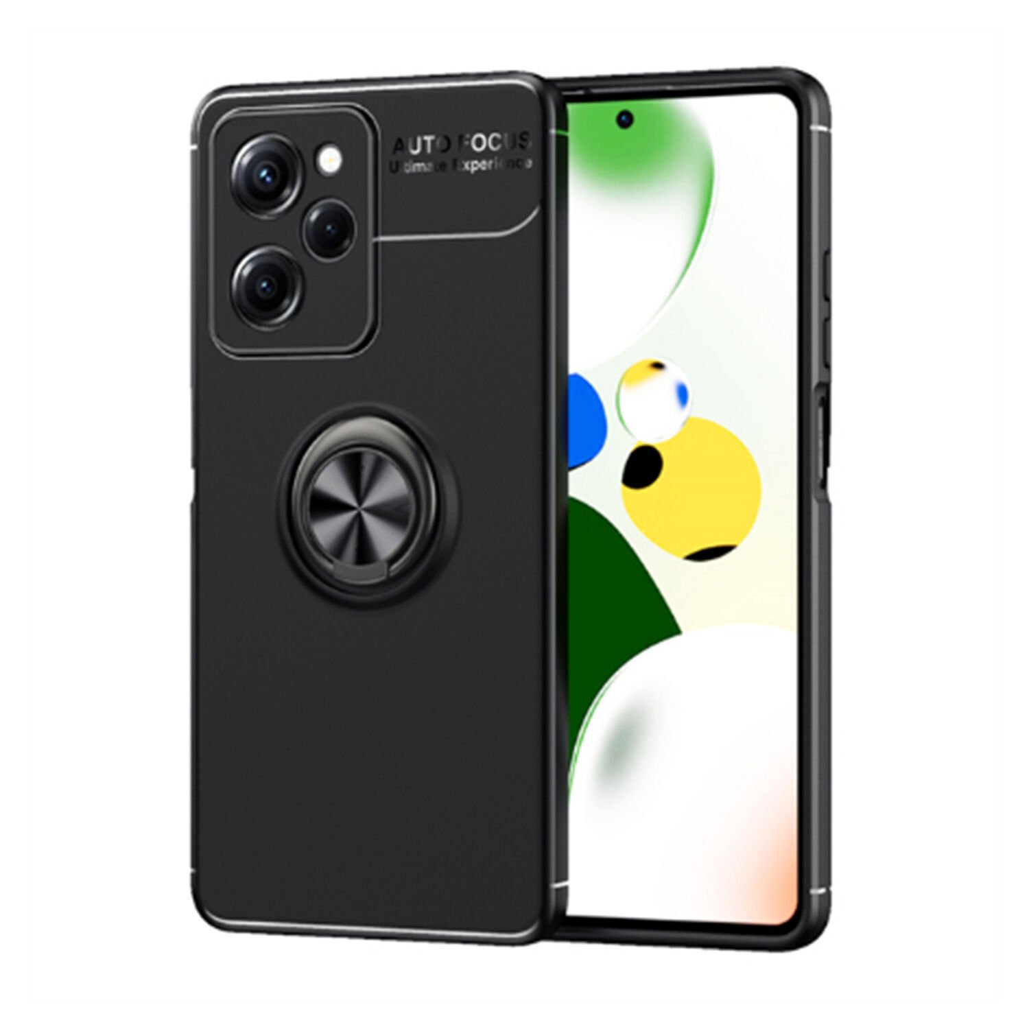 Microcase Xiaomi Poco x5 Pro 5G Focus Serisi Yüzük Standlı Silikon Kılıf - Siyah AL3363