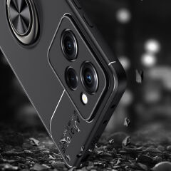 Microcase Xiaomi Poco x5 Pro 5G Focus Serisi Yüzük Standlı Silikon Kılıf - Siyah AL3363