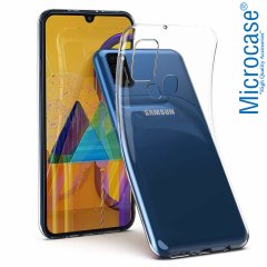 Microcase Samsung Galaxy M31 0.2 mm Ultra İnce Soft Silikon Kılıf - Şeffaf + Tempered Glass Cam Koruma