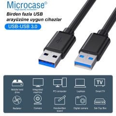 Microcase USB A to USB A iki ucu Erkek Çift Taraflu USB 3.0 Kablo 50 cm AL4777