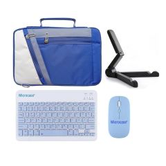 Microcase Lenovo M8 FHD TB-8705F 8705 8 inch Uyumlu Tablet Çanta+Türkçe Bluetooth Klavye +Mouse+ Standı-Mavi AL4384