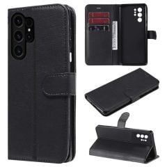 Microcase Samsung S25 Ultra Darbeye Dayanıklı Cüzdanlı ve Standlı Kapaklı Deri Kılıf Siyah AL4232