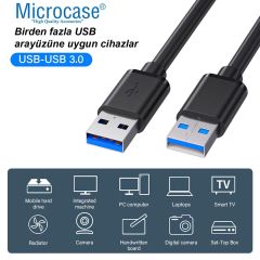 Microcase USB A to USB A iki ucu Erkek Çift Taraflu USB 3.0 Kablo 150 cm AL4779