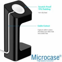 Microcase Apple Watch 1-6 Tüm Seriler için 2in1 SET Manyetik Şarj Aygıtlı Dock Stand - AL3558